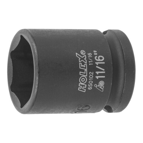 HOLEX Douille IMPACT 6 pans, 3/8 pouce Version en pouces, Ouverture : 11/16pouce