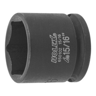 HOLEX Douille IMPACT 6 pans, 3/8 pouce Version en pouces, Ouverture : 15/16pouce