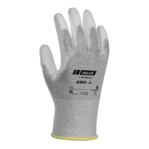 HOLEX ESD-Handschuh-Paar, beschichtet, weiß/hellgrau, Größe 8