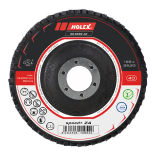 HOLEX Fächerschleifscheibe speed+, ZA, flach, Körnung: 40