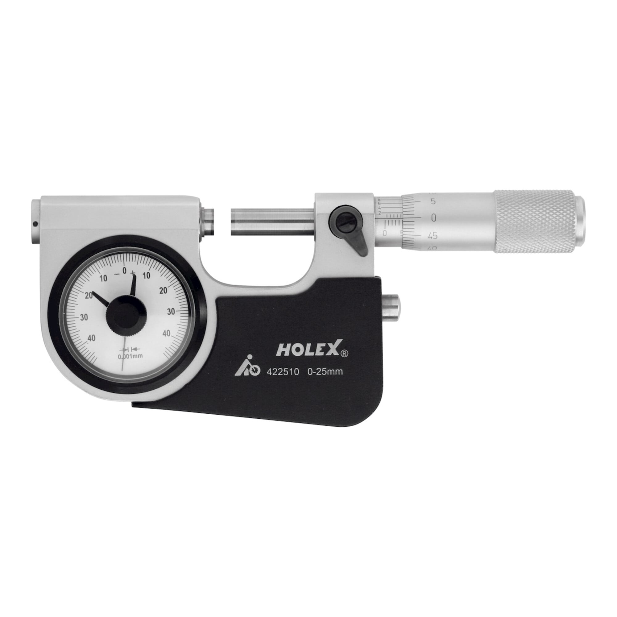 Holex Feinzeiger-Bügelmessschraube 0-25 mm | für Außenmessungen mit Feinzeiger, 422510 0-25