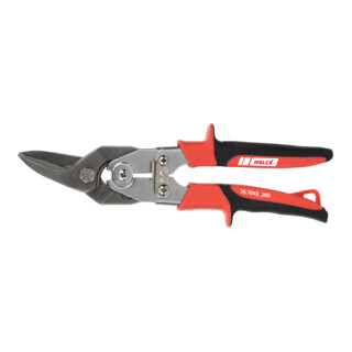 HOLEX Figuur-plaatschaar met tweecomponenten-greep, links, totale lengte: 260mm
