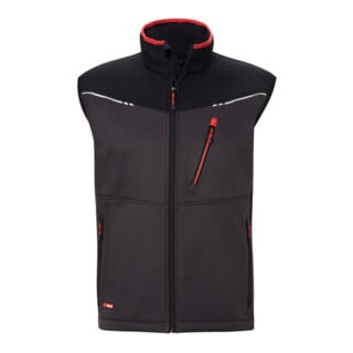 HOLEX Gilet in softshell, grigio scuro/nero /rosso, Tg. Unisex: L
