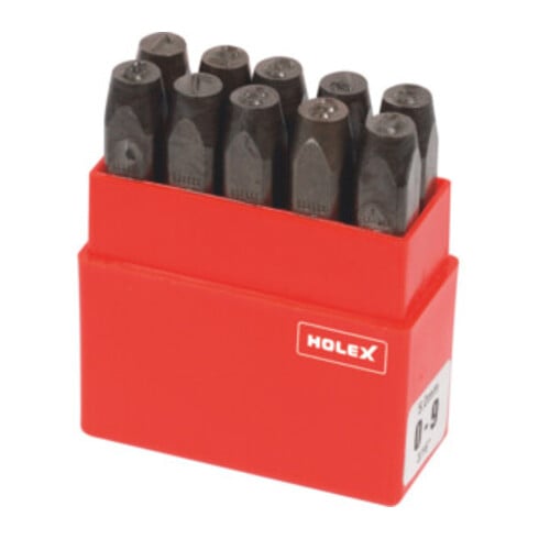 HOLEX Jeu de chiffres à frapper, 10 pièces Police normale 0 - 9, Hauteur écriture : 4mm