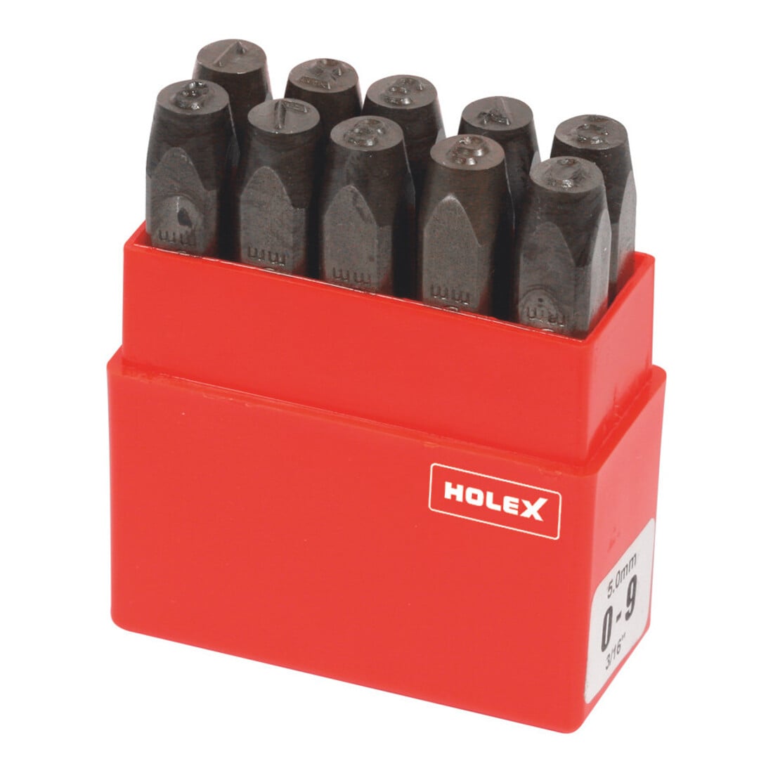 HOLEX Jeu de chiffres à frapper, 10 pièces Police normale 0 - 9, Hauteur écriture : 5mm