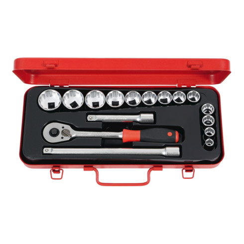 HOLEX Jeu de clés à douilles, carré 1/2″ 16 pièces 12