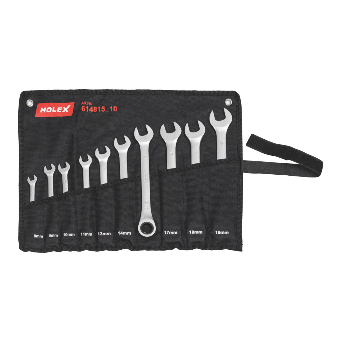 HOLEX Jeu de clés à fourches/clés à œil à cliquet en trousse, Nombre de clés : 10