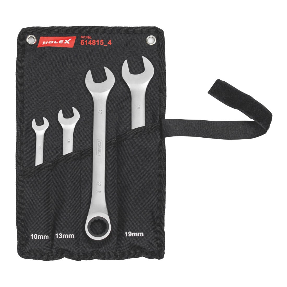 HOLEX Jeu de clés à fourches/clés à œil à cliquet en trousse, Nombre de clés : 4