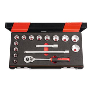 Holex Jeu de clésà douilles, carré 1/2″ 16 pièces, Type: 6