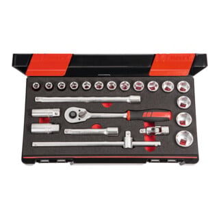 Holex Jeu de clésà douilles, carré 1/2″ 22 pièces, Type: 6