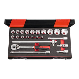 Holex Jeu de clésà douilles, carré 1/2″ 23 pièces, Type: 6