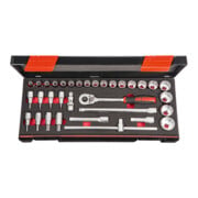Holex Jeu de clésà douilles, carré 1/2″ 33 pièces, Type: 12