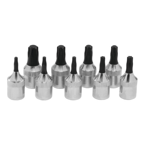 Holex Jeu de douilles tournevis pour Torx, carré 1/4 pouce 9 pièces, Type: 1/4