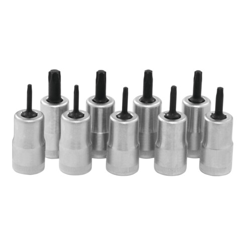 Holex Jeu de douilles tournevis pour Torx, carré 3/8 pouce, 9 pièces, Type: 3/8