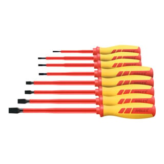 Holex Jeu de tournevis d'électricien pour visà fente 100% isolés, Nombre de tournevis: 8
