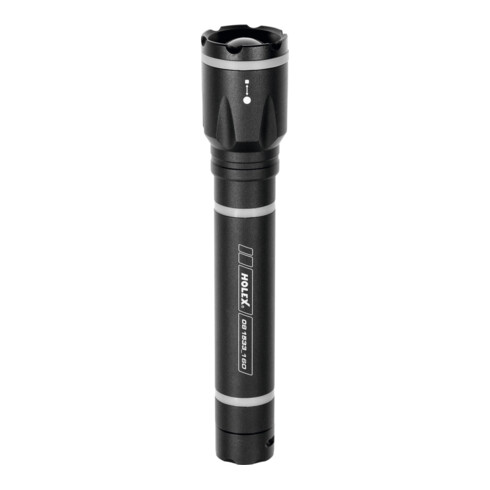 HOLEX LED-Taschenlampe, schwarz mit Batterien, 160 mm lang