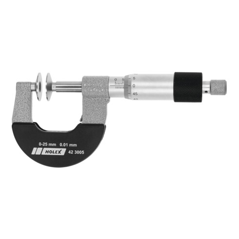 HOLEX Micrometro con piattelli di misura e mandrino non rotante, Intervallo misurazione: 0-25mm
