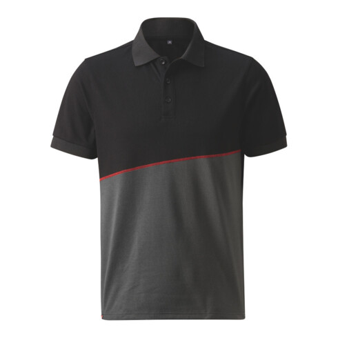 Holex Polo-Shirt, dunkelgrau / schwarz / rot, Unisex-Größe: M