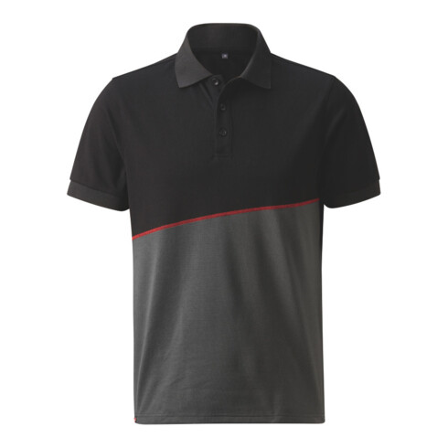 HOLEX Poloshirt, donkergrijs / zwart / rood, Uniseks-maat: M