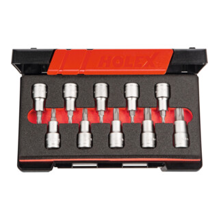 HOLEX Set bitdoppen voor TX, 1/2 inch-vierkant 10-delig, Aantal inserts: 10