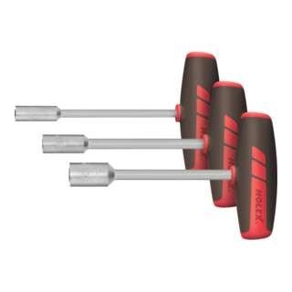 HOLEX Set di 3 chiavi a bussola con impugnatura a T, lama L=125mm
