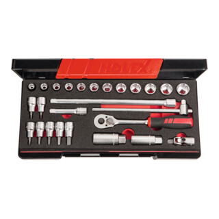 HOLEX Set di chiavi a bussola con attacco quadro 3/8" 26pz., Modello: 12