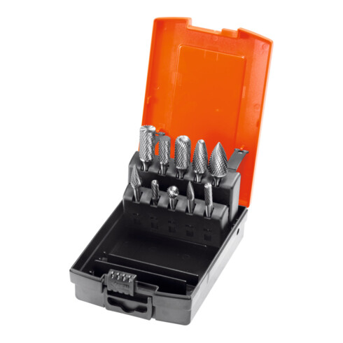 HOLEX Set di frese rotative 10pz., 27 - medie, dentatura alternata, HM, 10pz.