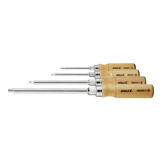 HOLEX Set schroevendraaiers voor Phillips, met houten handvat, Aantal schroevendraaiers: 4