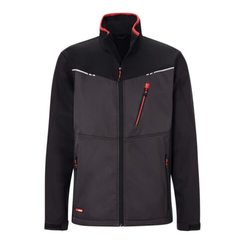 HOLEX Softshell-jack, donkergrijs / zwart / rood, Uniseks-maat: 3XL