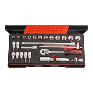 Holex Steckschlüssel-Sortiment 3/8 Zoll-Vierkant 26-teilig, Typ: 6