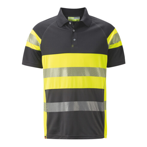 HOLEX Veiligheidspoloshirt, grijs / geel, Uniseks-maat: L