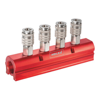 HOLEX Verteilerblock für Druckluftkupplung 1/4 Zoll, Typ: 4, 080208 4