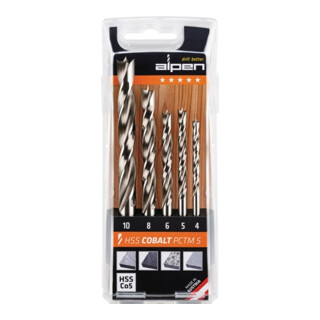 Holzspiralbohrersatz PCTM 5-tlg.D.4,5,6,8,10mm HSS-Co5 ALPEN