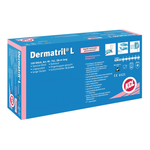 Honeywell Dermatril® L 741 Gants Kat. III, bleu, 7