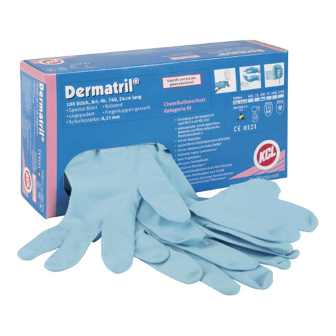 Honeywell Gants jetables Dermatril 740, Taille 6 (Boîte de 100 pcs)
