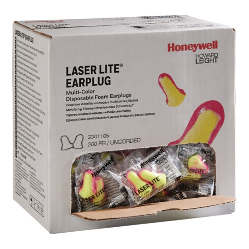 Honeywell Gehörschutzstöpsel Laser Lite EN 352-2 (SNR)=35 dB Box à 200 PA (Tüte à 1 Paar)