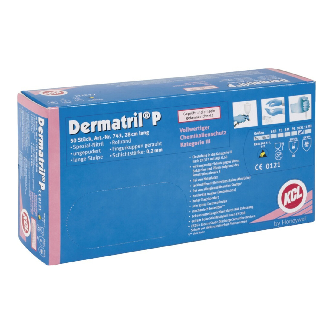 Honeywell Hds Dermatril® P 743 Kat. III, blau, 6