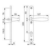 Hoppe 1/2 Zoll Profiltür-Garnitur New York F9016 1810/3346SN,8/92PZ-2