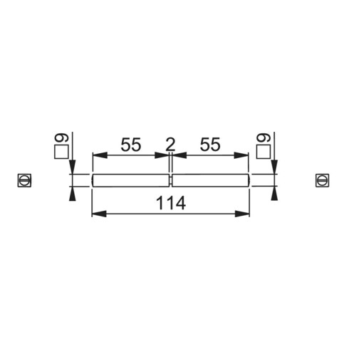 Hoppe Anti-Panik-Stift FSAP 4-KT.9mm L.114 Schl.m.geteilter Nuss