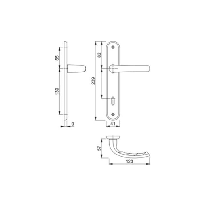 Hoppe assiette longue Tôkyô M1710RH/265 MS F71 OB 72mm DIN L/R