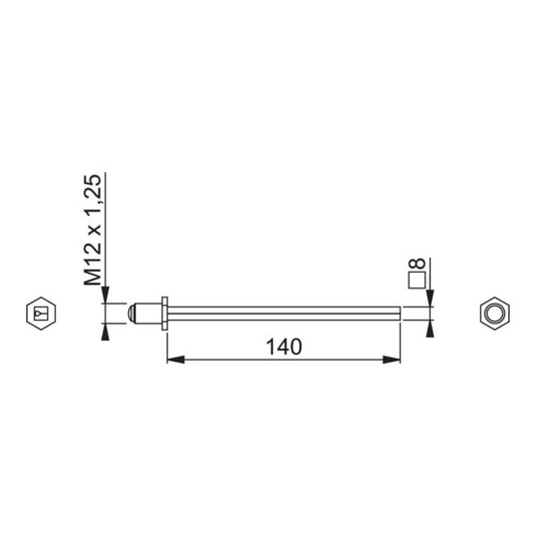 HOPPE Axe de changement de roulettes FDW, 8x140mm TS 97-118 acier galvanisé