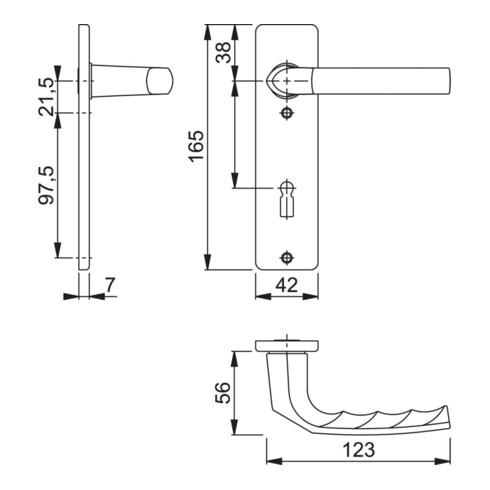 HOPPE Birmingham 1117/202KP angle, BB72/8, F2 TS 37-42, sans numéro