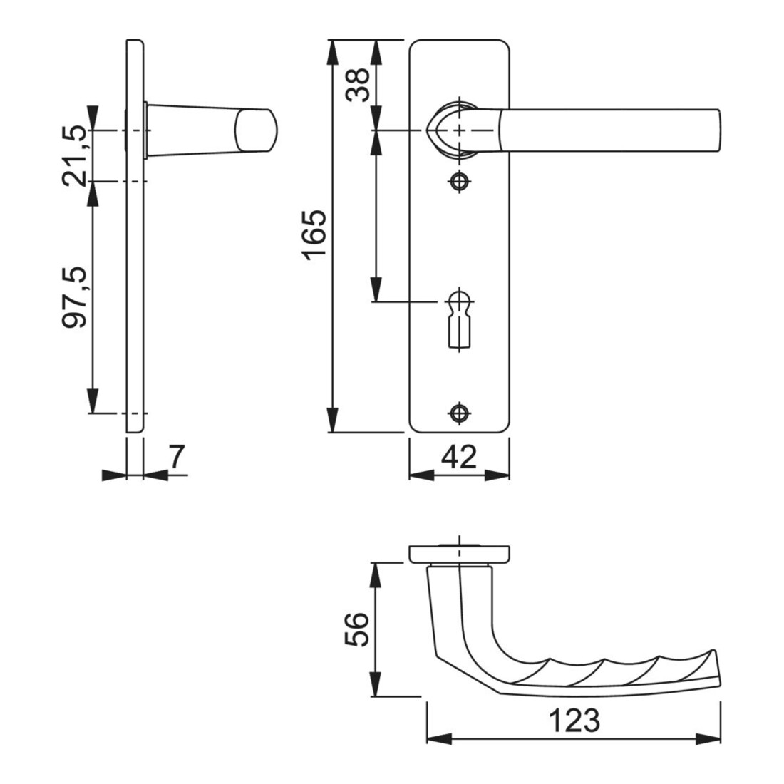 HOPPE Birmingham 1117/202KP angle, BB72/8, F2 TS 37-42, sans numéro