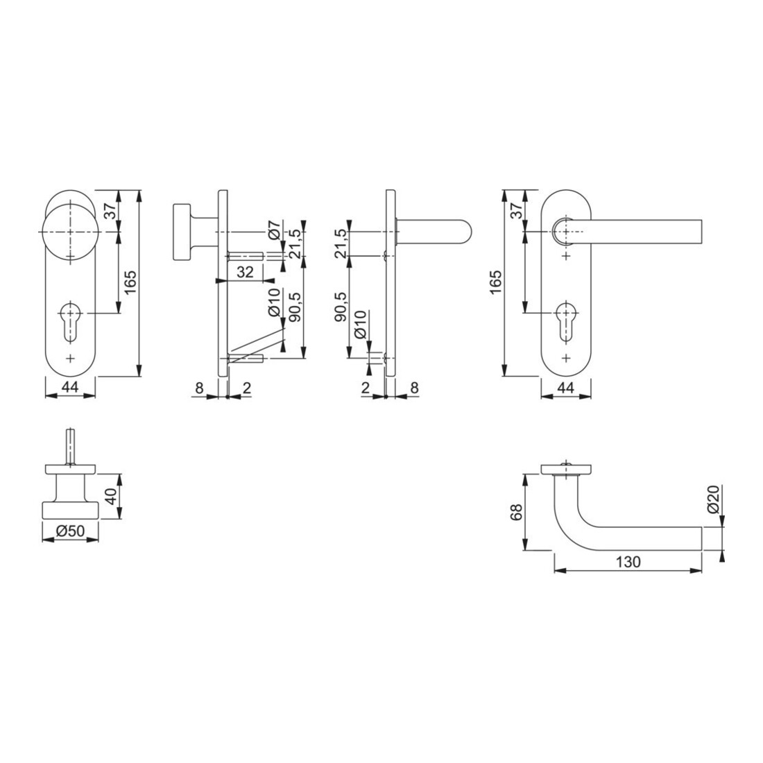 HOPPE Bonn E58/353K/150Z ov.,PZ72/8 F69, TS 35-45