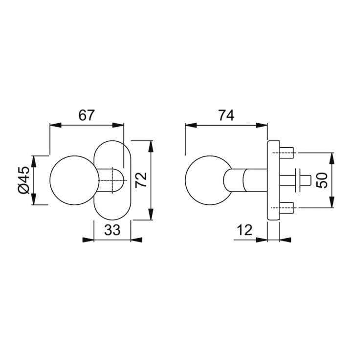 HOPPE Bouton FH sur rosace FS-E50G/55, inox mat ovale