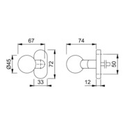 HOPPE Bouton PT sur rosace E50G/55, ov.VK8 Acier inoxydable mat-2
