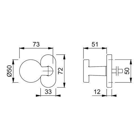 HOPPE Bouton PT sur rosace E58G/55, inox mat ov.