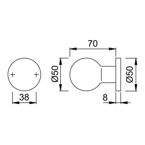HOPPE Bouton ZT sur rosace 50/50, rond, anodisé couleur naturelle