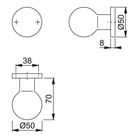 HOPPE Bouton ZT sur rosace 50/50, rond, anodisé couleur naturelle