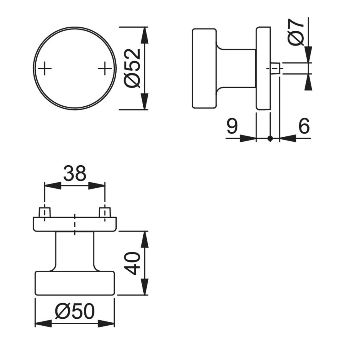 HOPPE Bouton ZT sur rosace 58/42KV rond, VK8 anodisé naturel